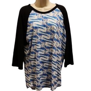 LulaRoe‎ Womens Baseball Sleeve T-shirt